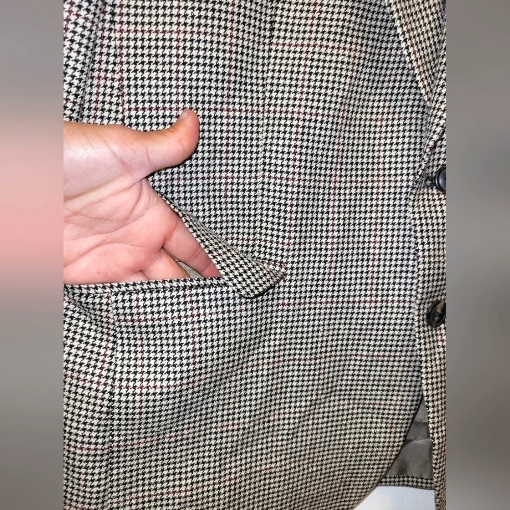 Vintage Burberrys Wool Houndstooth Blazer Saks Fifth Avenue Size Large